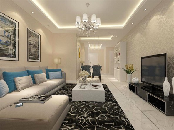 北京書香錦里現代簡約二居室裝修效果圖_98平米3萬裝修設計案例-北京