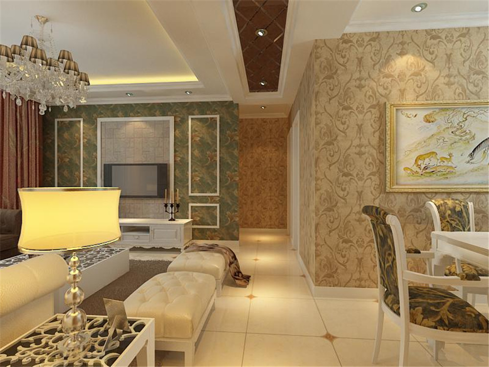 北京融創(chuàng)君瀾融公館田園風(fēng)格三居室裝修效果圖_130平米5萬裝修設(shè)計(jì)案