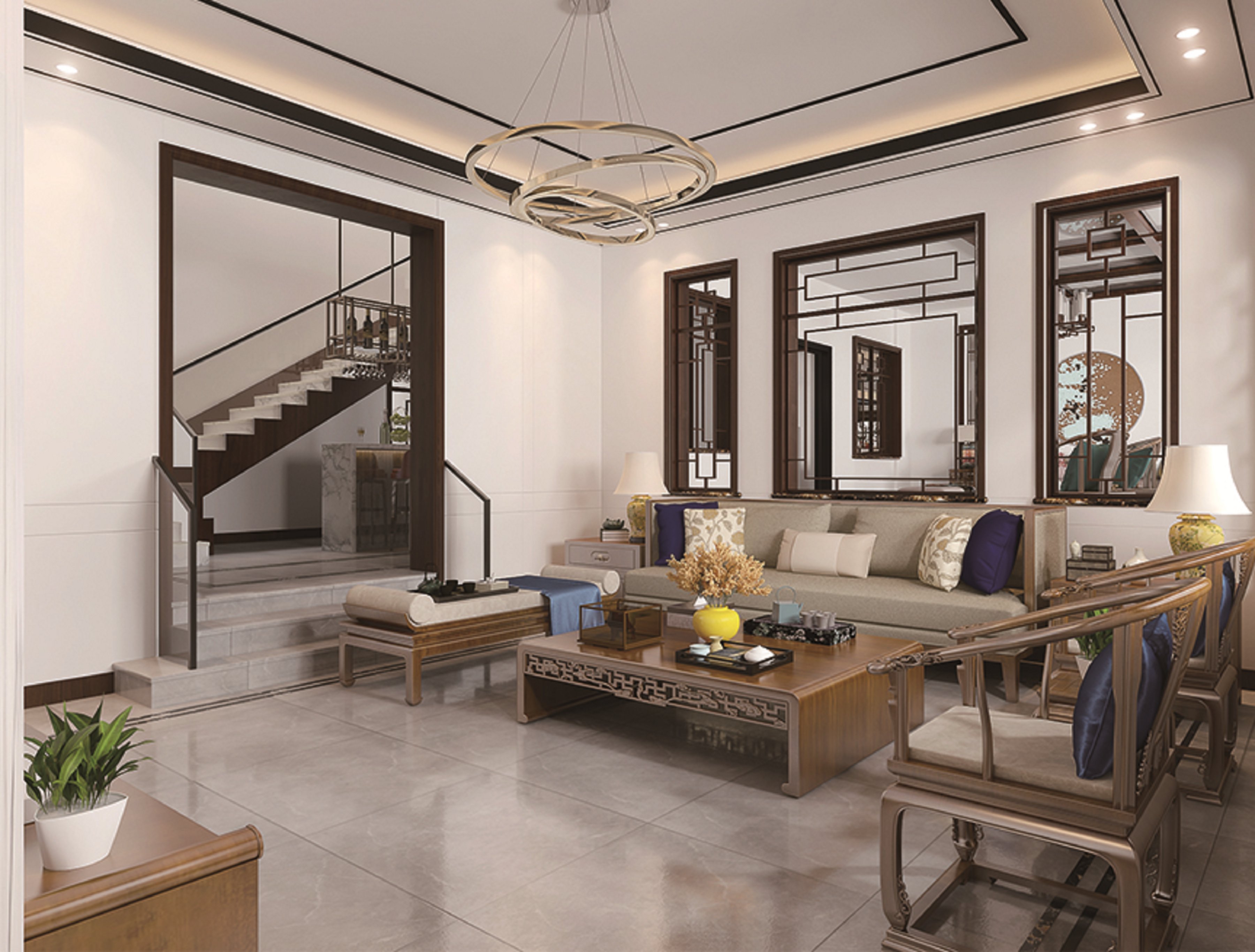 新中式風格別墅200平米房子裝修效果圖-北京院子-業(yè)之峰裝飾北京分公